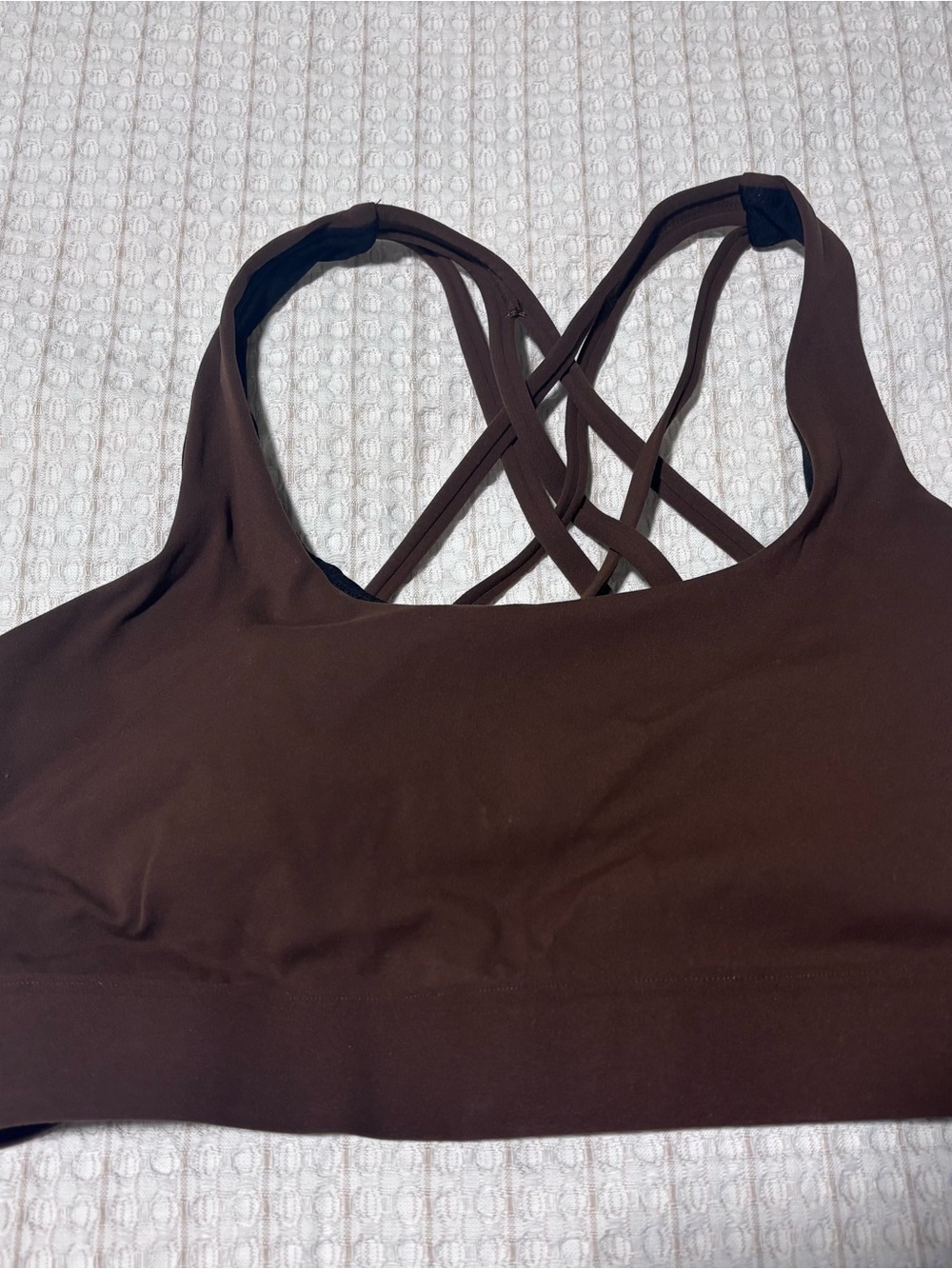 LuGa Chocolate Brown Crisscross‑Back Sports Bra